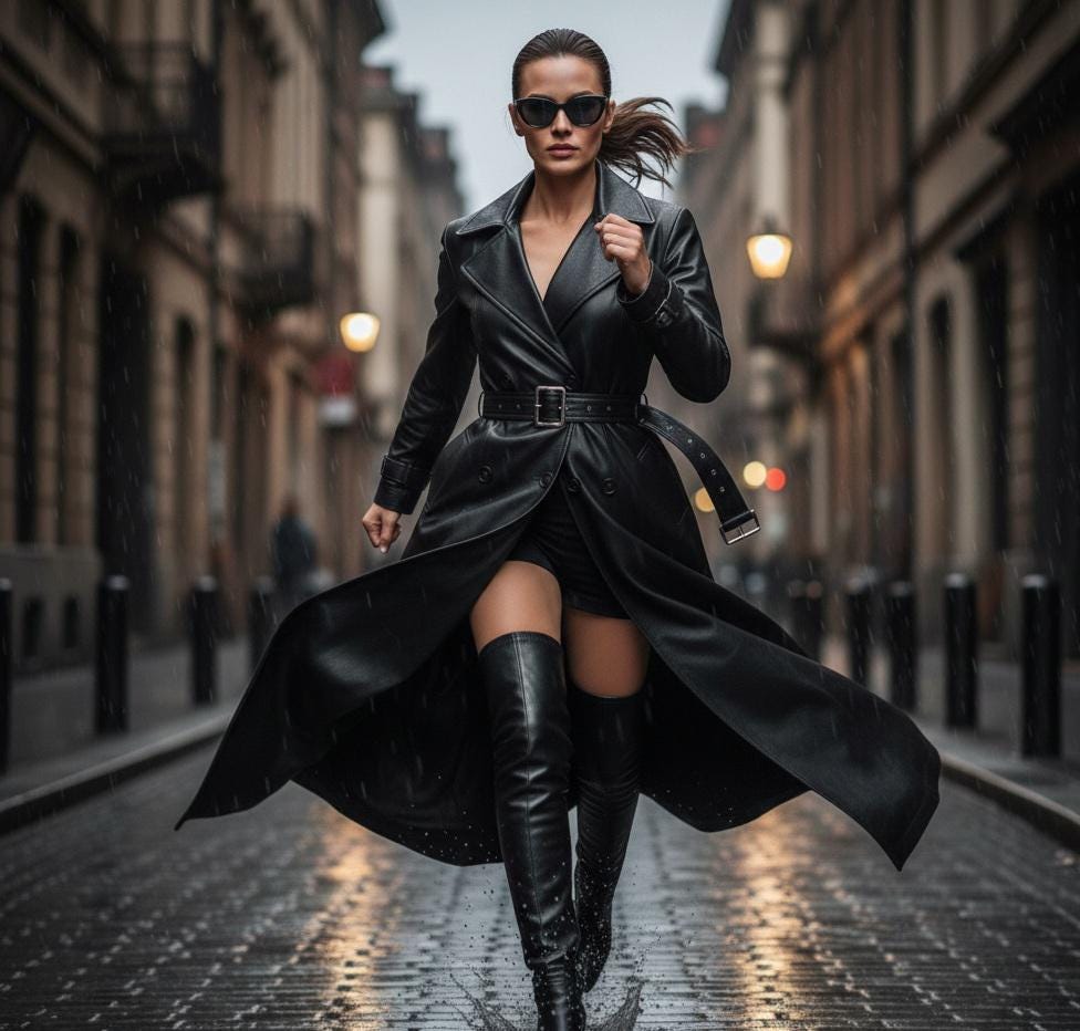 Premium Black Sheepskin Leather Long Trench Coat for Women - Luxury Real Leather Duster, Handmade