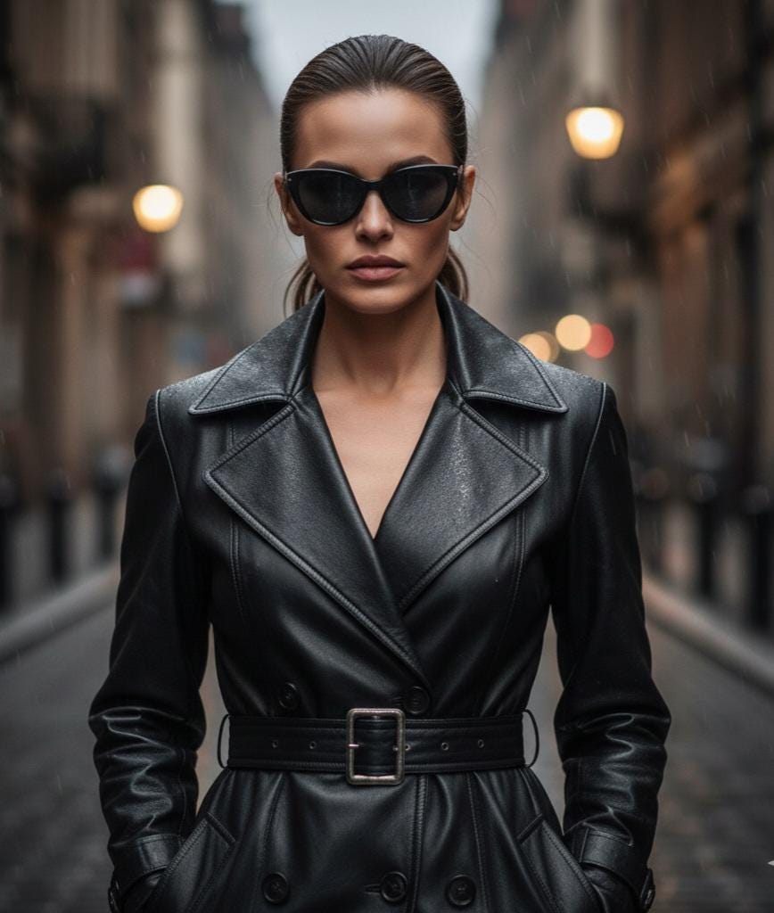 Premium Black Sheepskin Leather Long Trench Coat for Women - Luxury Real Leather Duster, Handmade