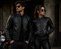 Black Flame Leather Jacket for Men & Women | Genuine Leather Biker Jacket | Handmade Gothic Motorcycle Jacket | Unisex Cafe Racer Coat | Hal
