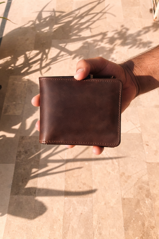 Vintage Trifold Double Wallet Deep Brown