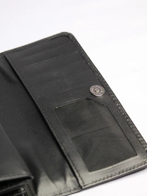 Aria Luxe leather clutch, open view