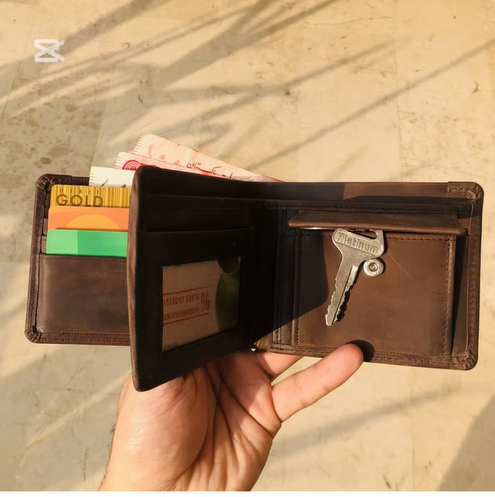 Vintage Trifold Double Wallet Deep Brown