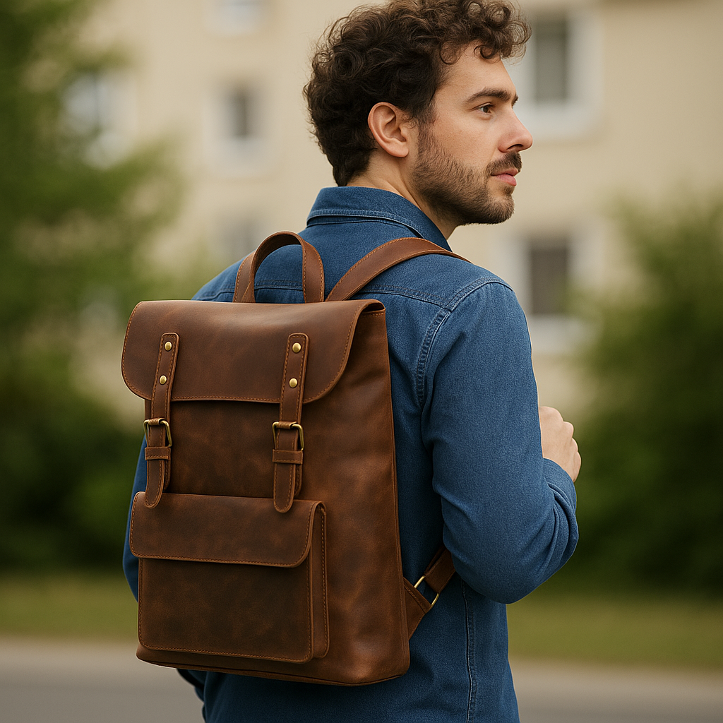 Heritage Leather Backpack – Vintage Brown Rucksack for Work, Travel & Laptop