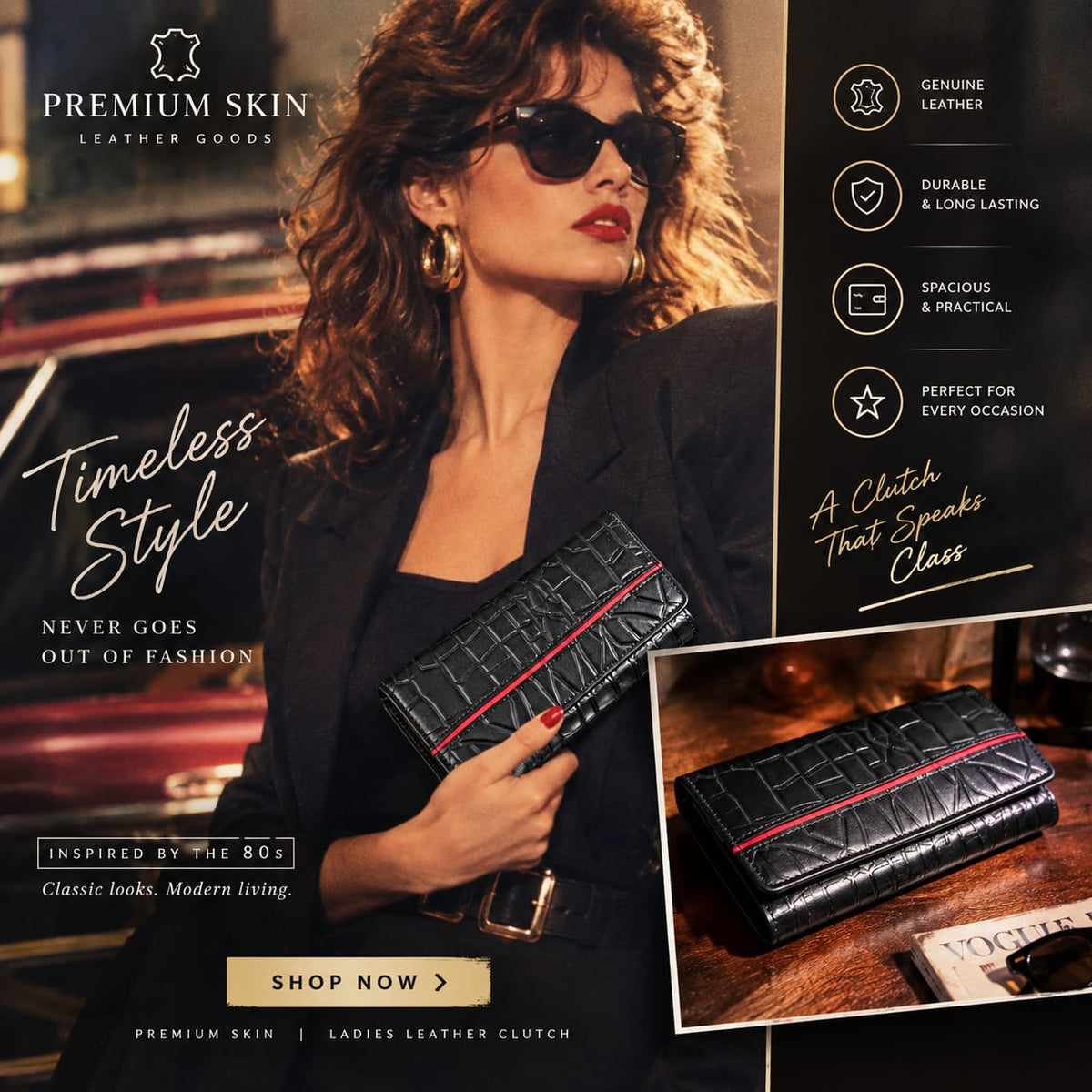 LuxeDiva — Premium Leather Ladies Clutch