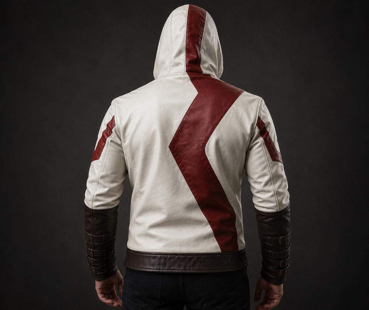 Warrior Inspired Leather Hoodie, Handmade Sheepskin Hooded Leather Jacket, Custom Cosplay Leather Jacket for Men