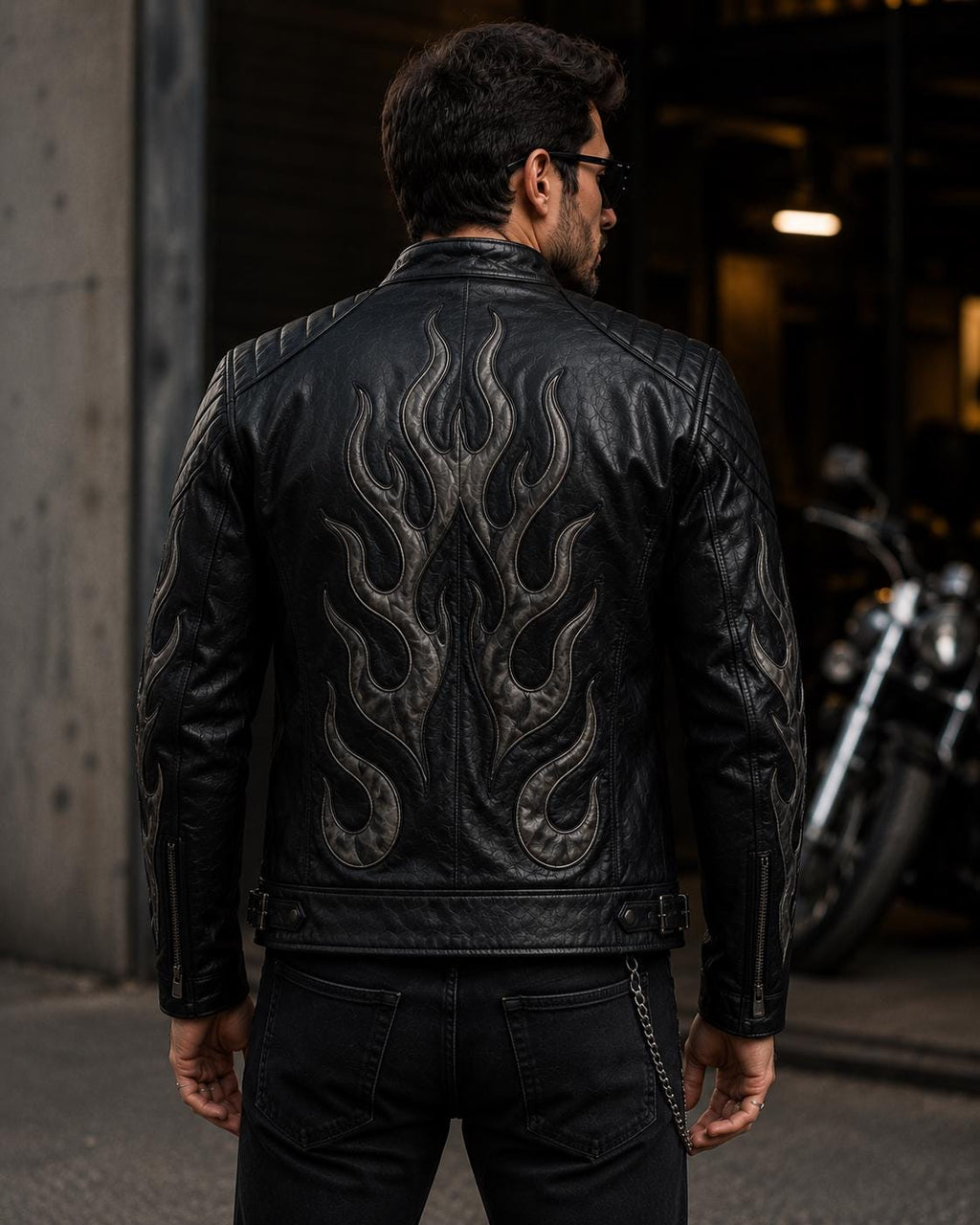 Black Flame Leather Jacket for Men & Women | Genuine Leather Biker Jacket | Handmade Gothic Motorcycle Jacket | Unisex Cafe Racer Coat | Hal