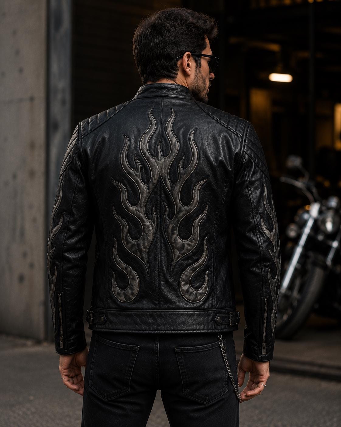 Black Flame Leather Jacket for Men & Women | Genuine Leather Biker Jacket | Handmade Gothic Motorcycle Jacket | Unisex Cafe Racer Coat | Hal