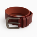Classic Burgundy Leather Belt with Brushed Metal Buckle