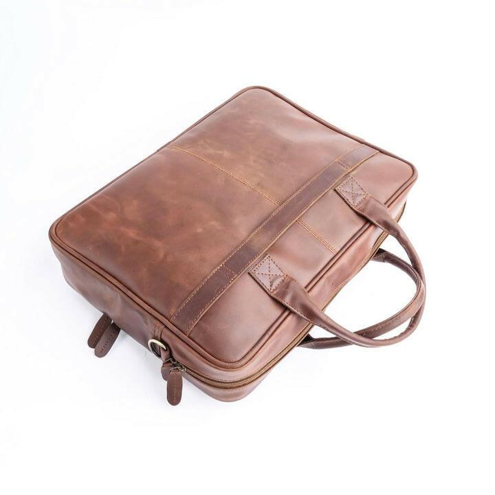 Vintage Crazy Horse Leather Laptop Bag - The Premium SkinTravel Accessories